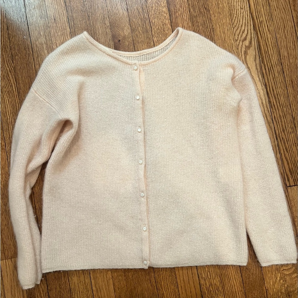 Sezane Gaspard Designer Cardigan - Soft Peach